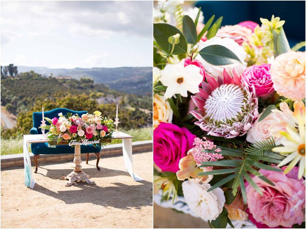 Emerald Peak sweetheart table centerpiece