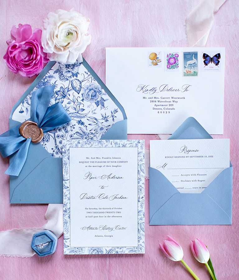 invitation suite southern charm inspiration pink and blue | AubreyRae