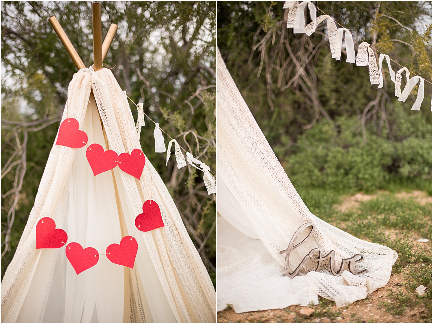 Photography by Aubrey Rae | Valentine's mini session, simple yet elegant kids themed styled shoot. Whimsical teepee setup with Valentine's day decorations. 