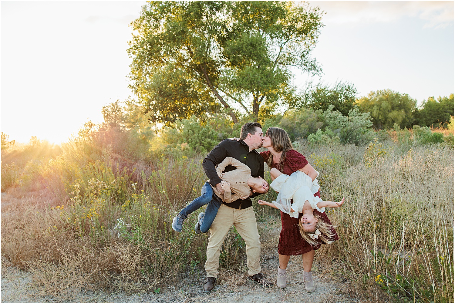 Menifee Family Photographer | Aubrey Rae | family of 4 posing together 