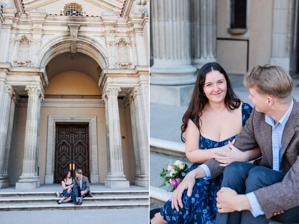 Engagement photos at Pomona College
