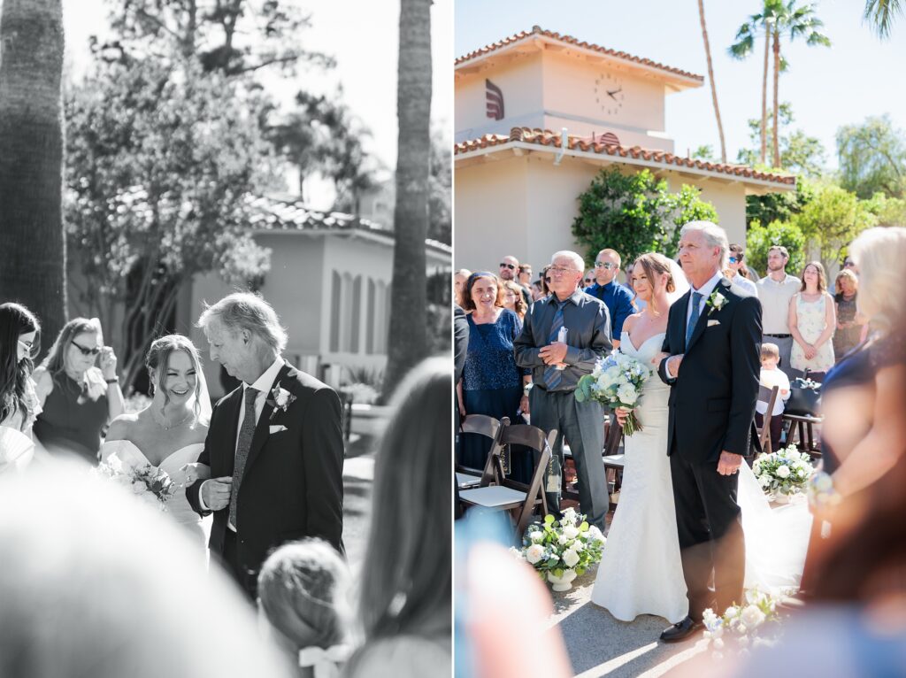 Hawk's Pointe wedding venue bride sharing a glance with her father at the alter