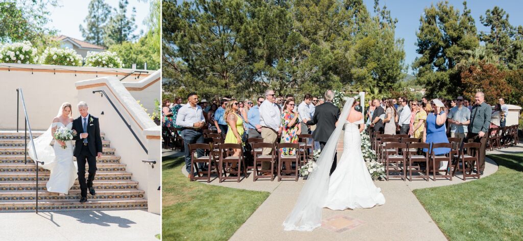 Hawks Pointe Wedding Venue bride walking down isle with father