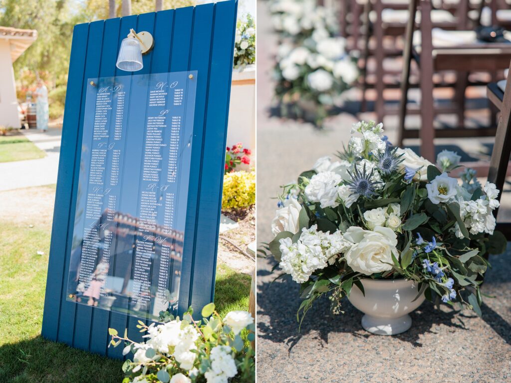 Hawk's Pointe wedding venue seating chart for wedding guests