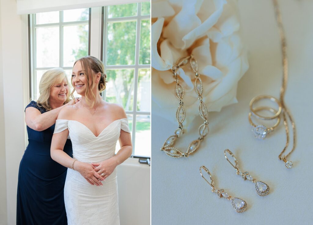 Hawks Pointe Wedding Venue bride getting ready and bride jewelry