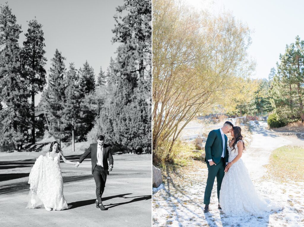 Southern California wedding photographer | Aubrey Rae | Big Bear Resort wedding venue, bride and groom portraits in the snow