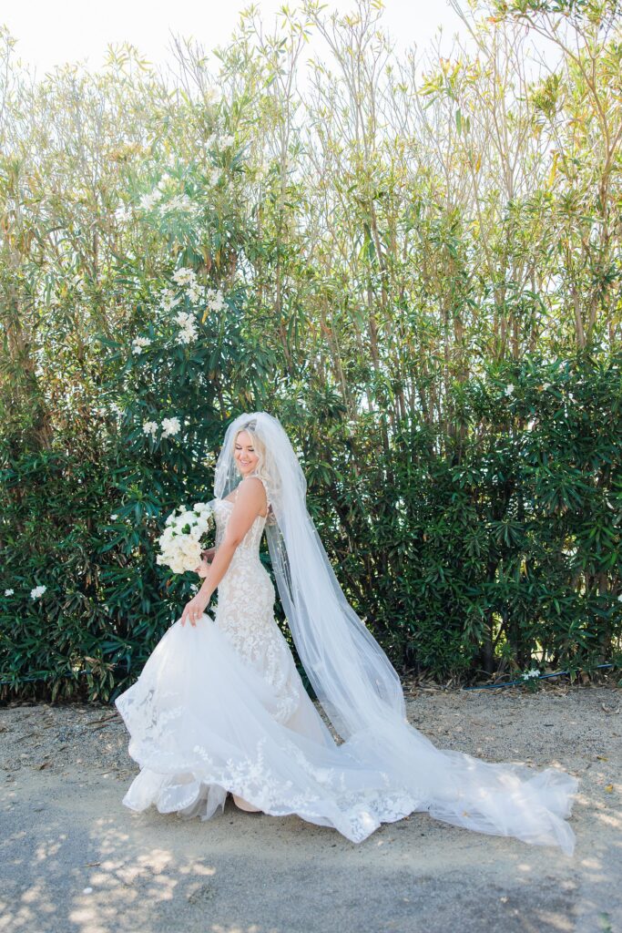 bride twirling in dress