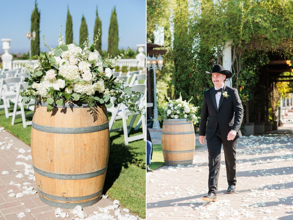 groom walking down isle